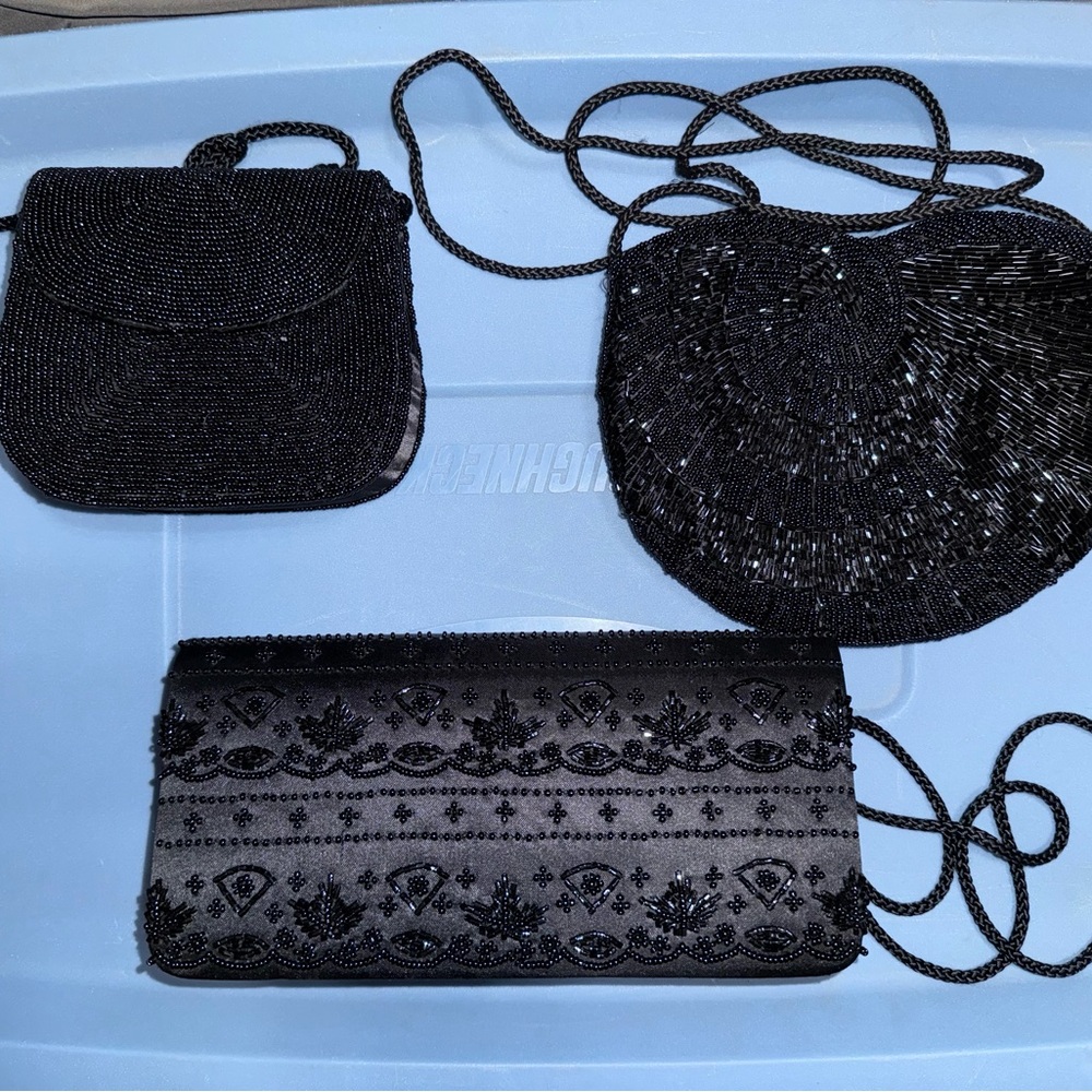 3 pack Black Beaded Women's Clutch